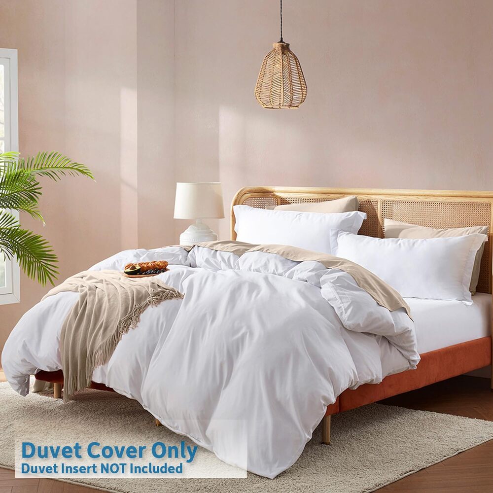 White King Duvet Cover Set 3PC Brushed Microfiber Soft 104x90 Button Closure